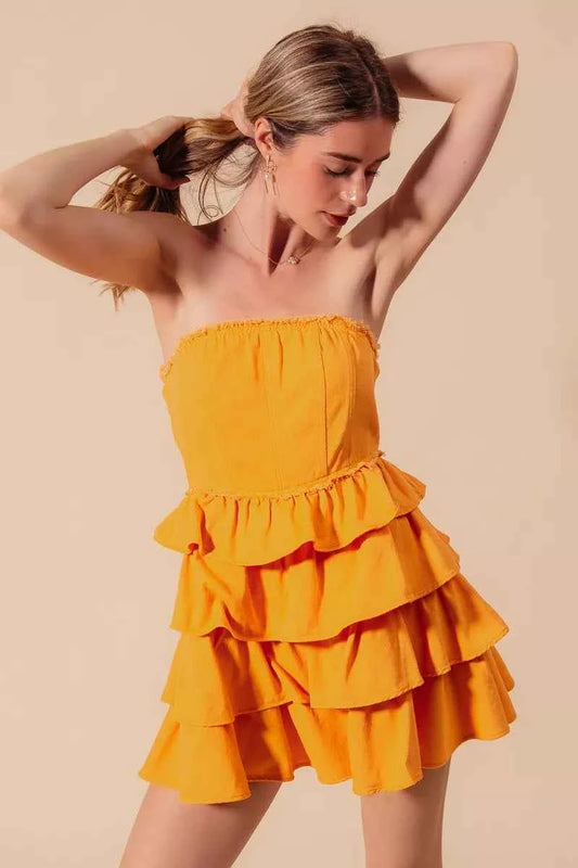 Strapless Ruffle Layered Game Day Cheer Up Dress b2cbd70c-79b8-438b-95e6-b08e9e977e6d-Max-Origin