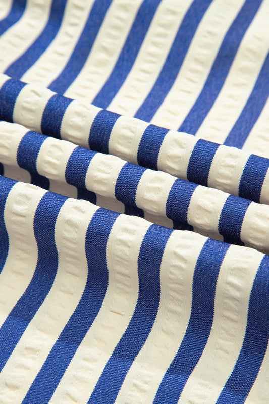 Stripe Buttoned Collar Side Pockets Mini Dress b2ce5a59-f165-4803-bdb3-4ad46badbb5f