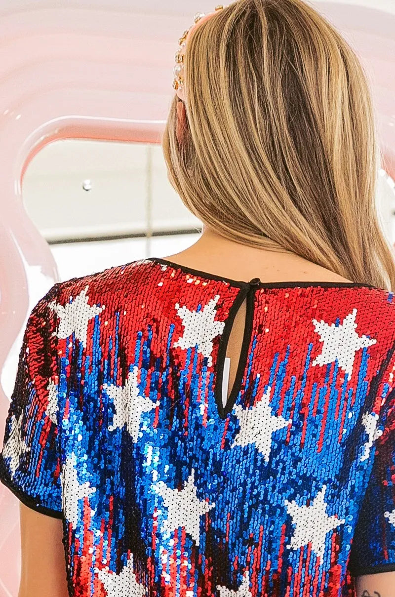 BiBi American Theme Star Pattern Sequin Top b2d89f665ad64954a43ae96673977104-Max-Origin