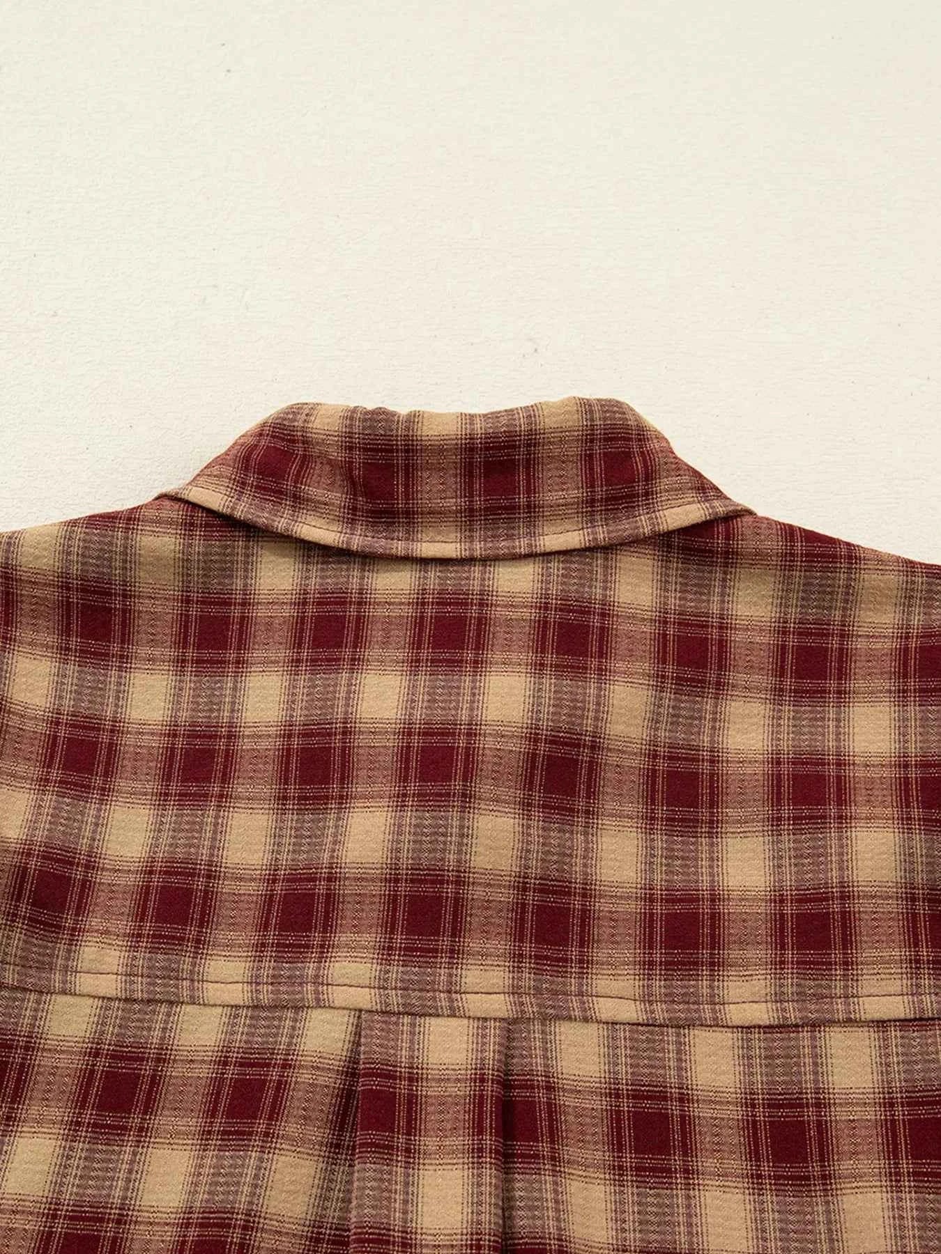 Plaid Print Ruffled Long Sleeve Patchwork Hem Mini Shirt Dress b2e0e17fca354938943d26b94d885e37-Max-Origin