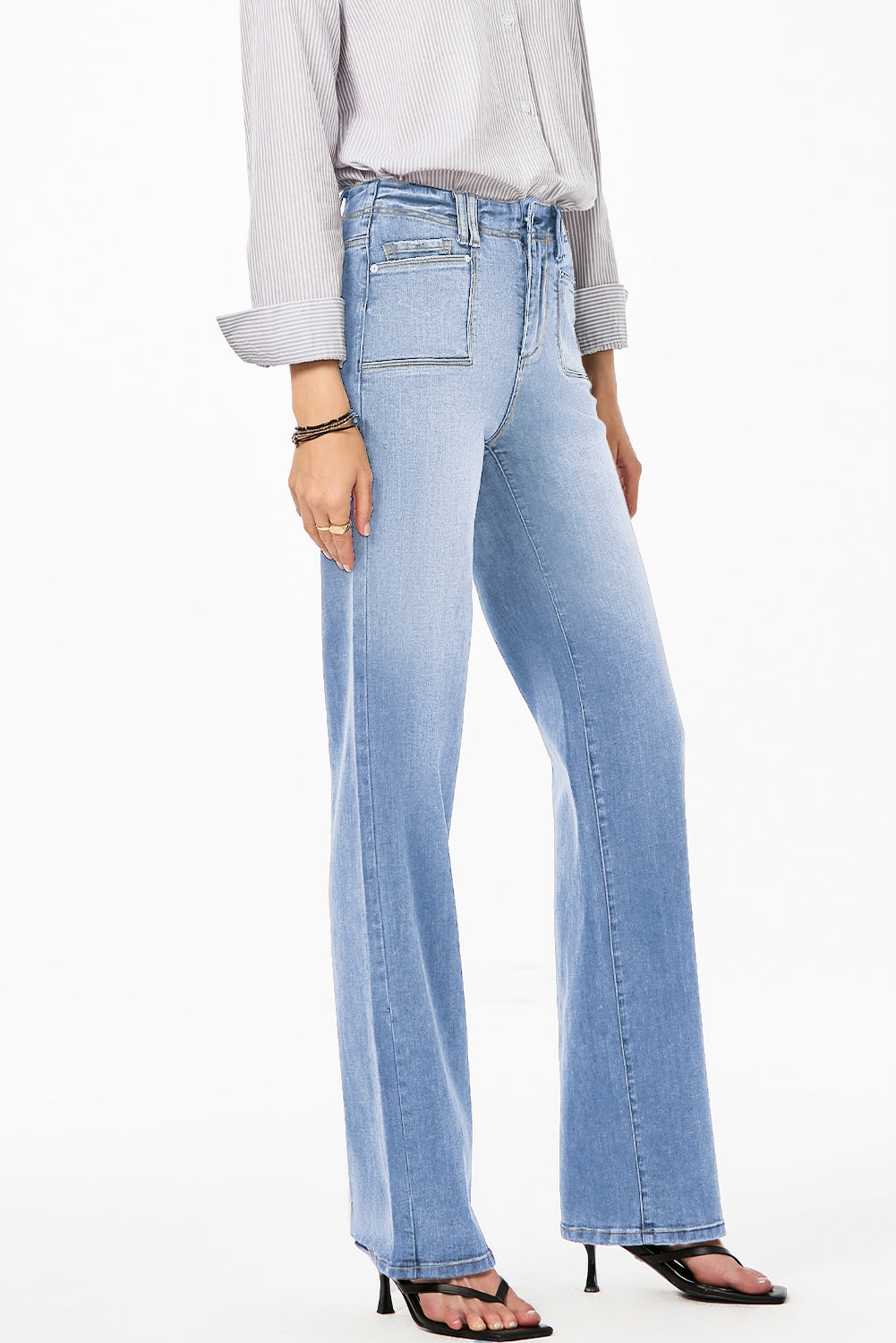Dusk Blue Loose Straight Leg Cropped High Waist Jeans b305c49c16b23d81
