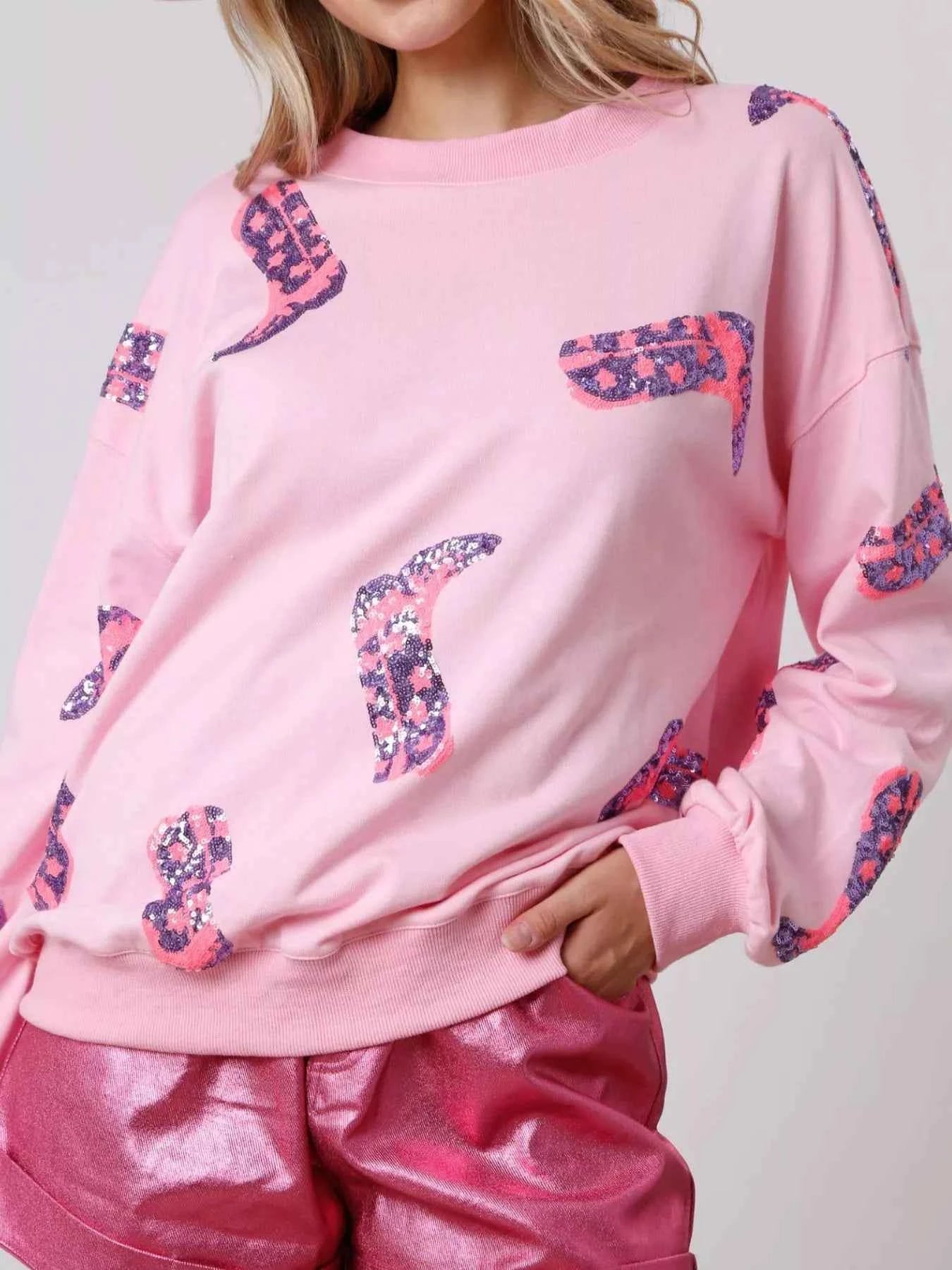 Sequin Boot Crewneck Sweatshirt b308b4f1-4826-418f-8473-758ca8caa65b-Max-Origin