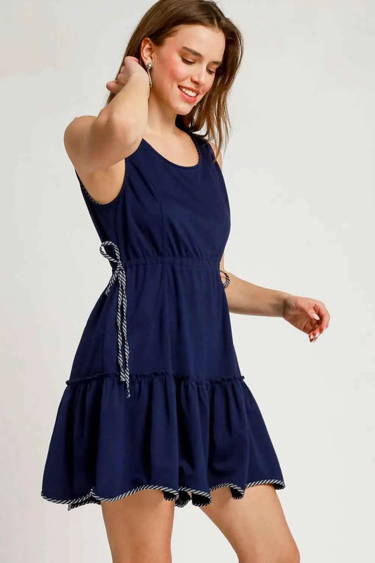 Frill Drawstring Waist Round Neck Mini Tank Dress b30d693d-65d4-4ac6-a7c0-653b9f3da4de-Max-Origin