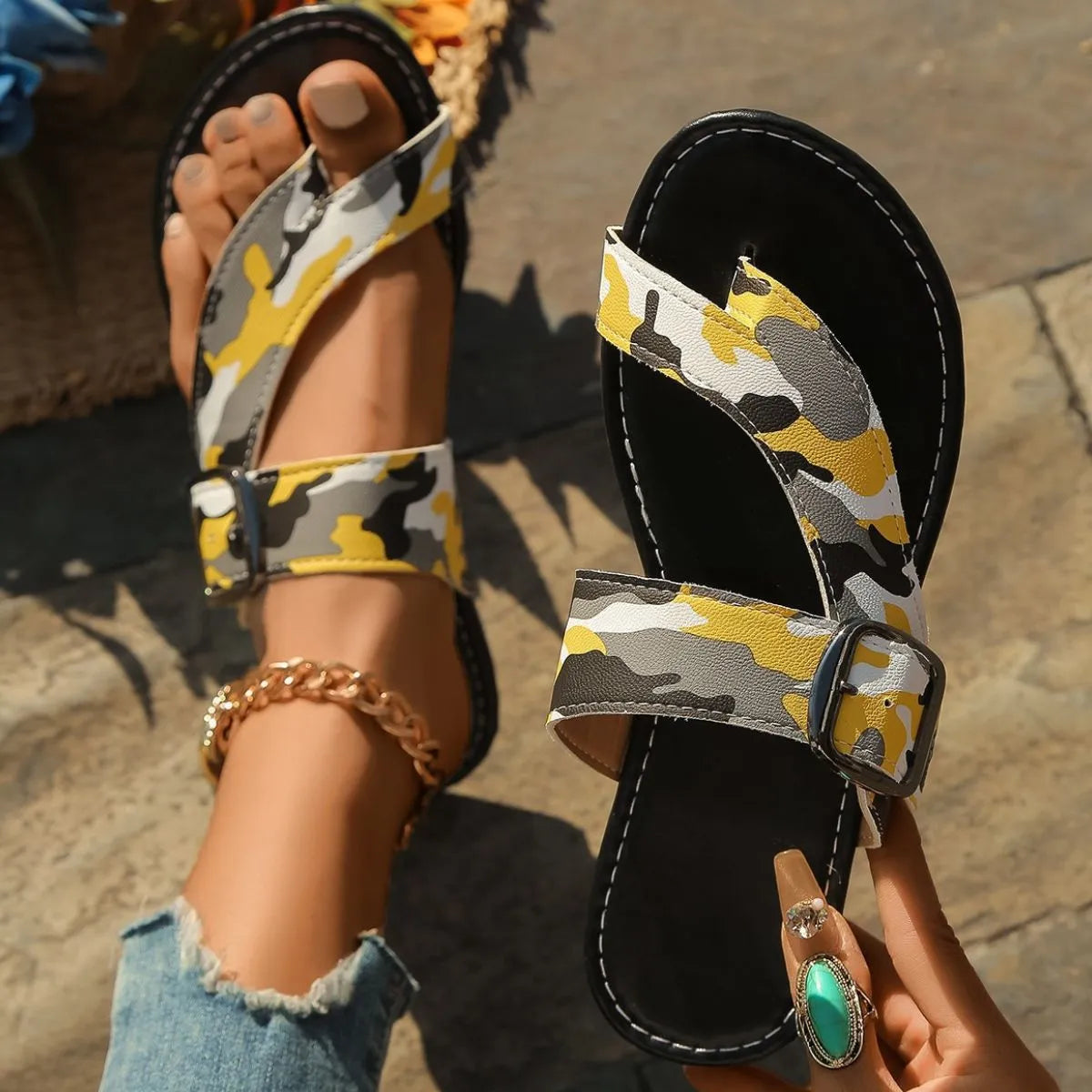 Toe Loop Flats Sandals Yellow b315e798-67ab-498c-be7e-542de6a95274-Max-Origin