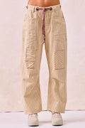 BiBi Drawstring Striped Twill Barrel Pants OATMEAL b3171d6d182441379f62a6e1fed5bea6-Max-Origin