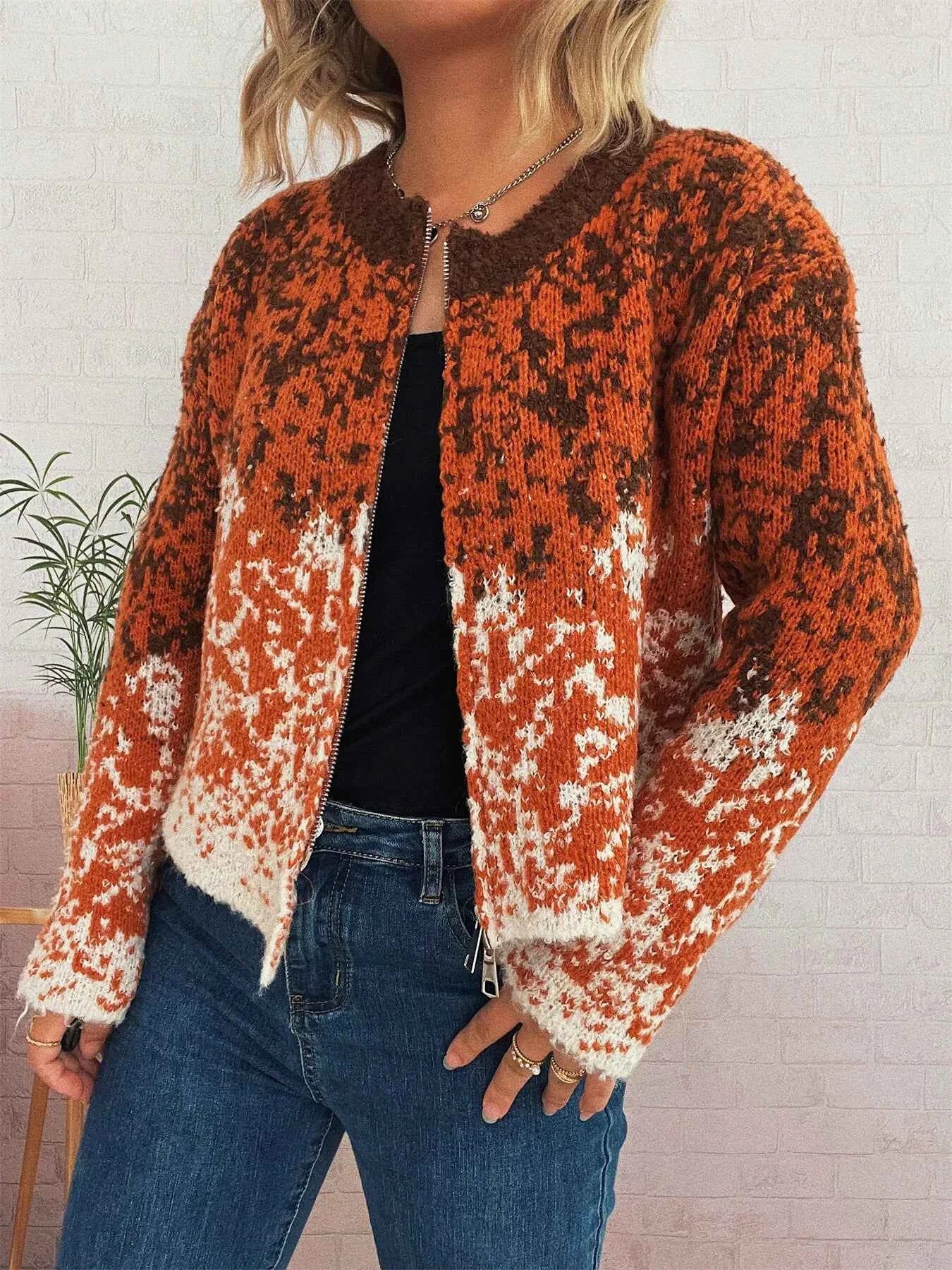 Asymmetrical Hem Zip Up Cardigan b31c829e993b46a4927134bf444b1ba1-Max-Origin