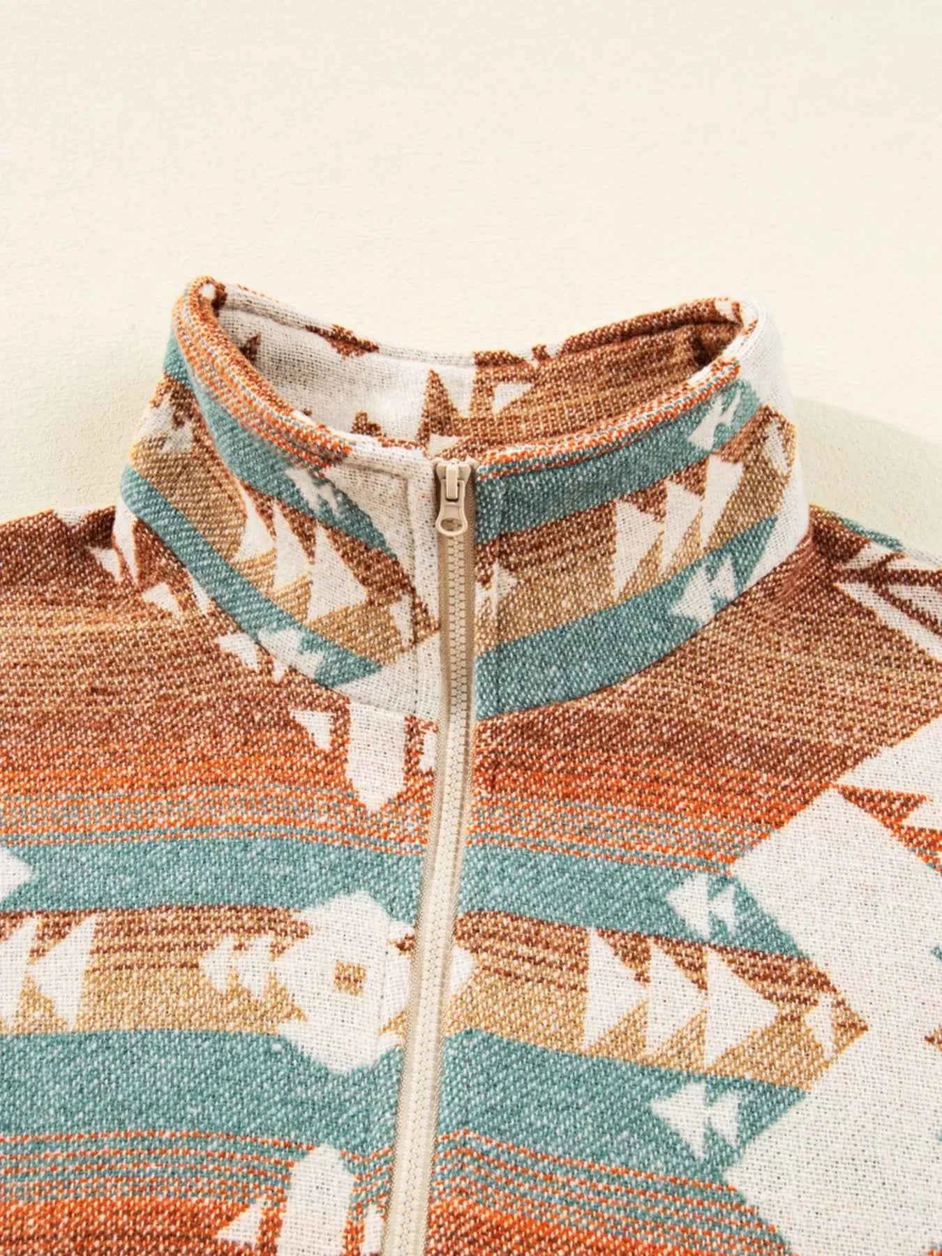 Quarter Zip Elastic Cuffs Aztec Sweatshirt b32299523a654485893aaf0e716f0686-Max-Origin