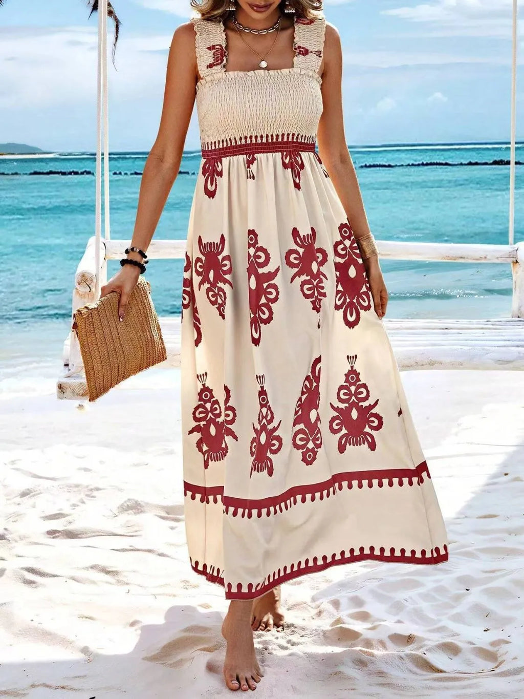 Smocked Printed Wide Strap Maxi Dress b324a23b-7707-4430-9896-c9e6fd934d21-Max-Origin
