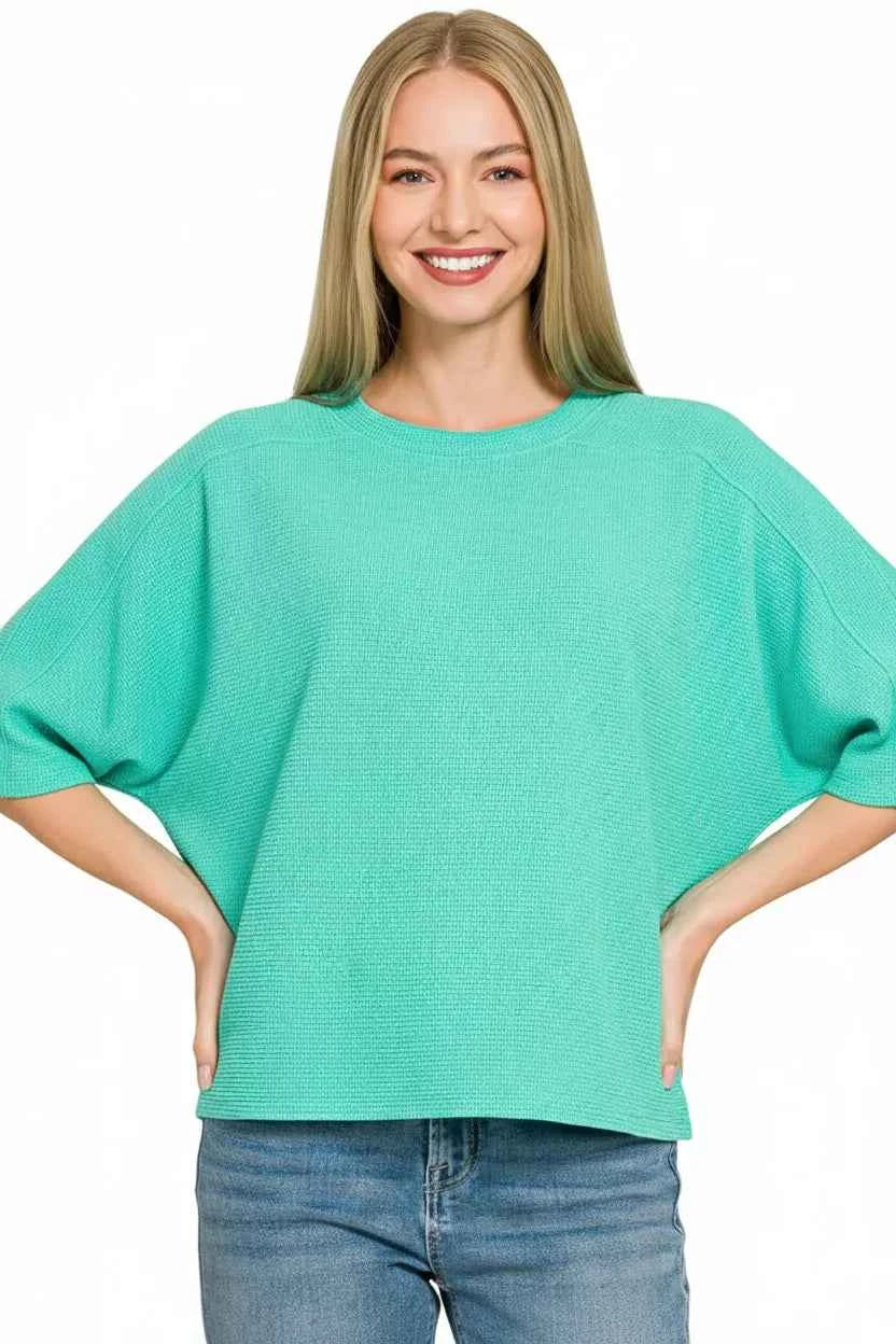 Zenana Double Knit Short Sleeve Top b33b5ada-2f9e-4508-acf6-3bcd9584be58-Max-Origin