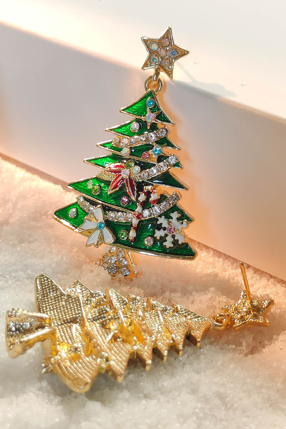Bright Green Rhinestone Christmas Tree Drop Earrings b347049608c0c875