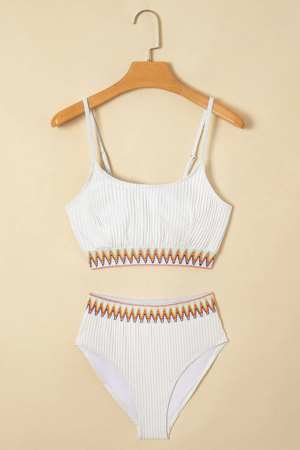 Textured Contrast Banding Bikini High Waist 2pcs Swimsuit b34d0ce9-2534-4395-9008-482d121101eb-Max-Origin