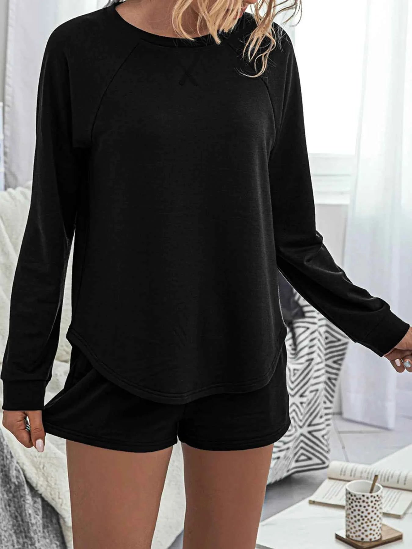 Round Neck Raglan Sleeve Top and Shorts Lounge Set b34dc6be4d6048cabe5bdbbe89b2a69f-Max-Origin