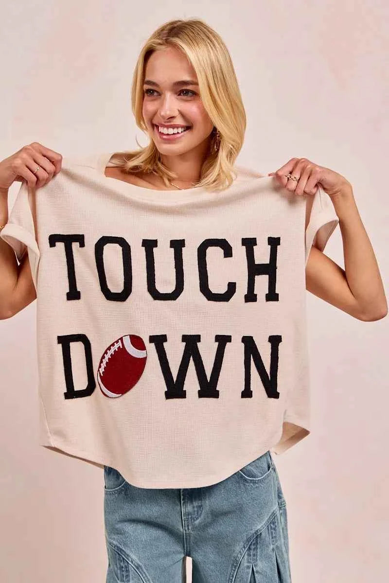 BiBi Game Day Touchdown Letter Patches Waffle Short Top b3535a4016244cf6af0c81a6c2dca479-Max-Origin
