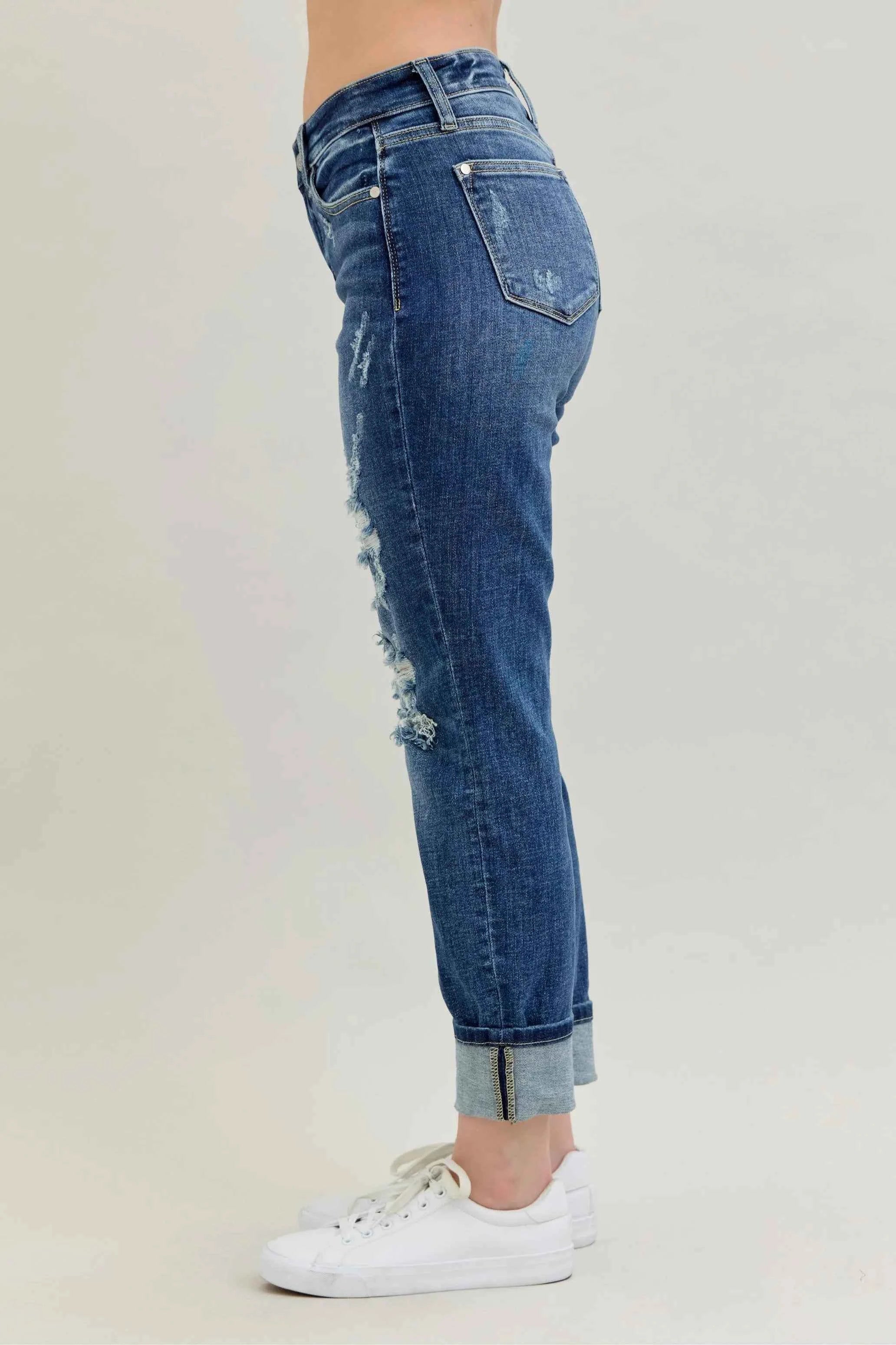 Judy Blue Full Size Mid Rise Cuffed Destroy Bf Jeans Plus Size b356a128ba014ef4badaffb446415d3d-Max-Origin