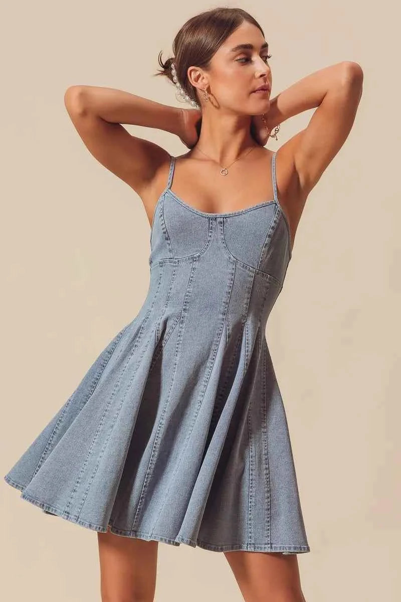 A Line Fit and Flare Denim Mini Dress b35afc1a40cd469690b646eaea46cebc-Max-Origin