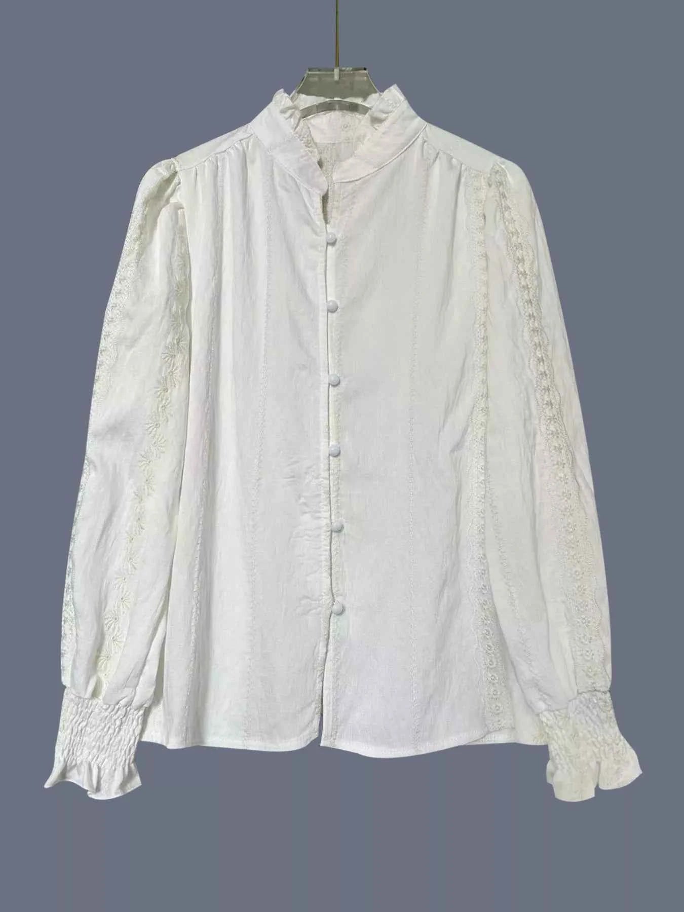 Lace Detail Button Up Shirt b36be17ed11a49f0913120849c66b6c4-Max-Origin