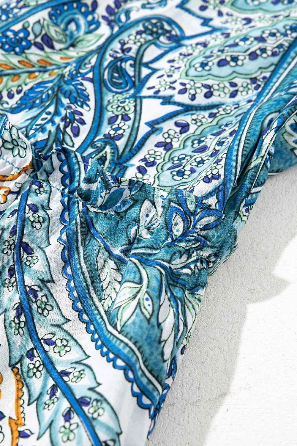 Paisley Floral V Neck Short Sleeve Mini Dress b370149f-a687-4c5e-8d56-2333b4770c46-Max-Origin
