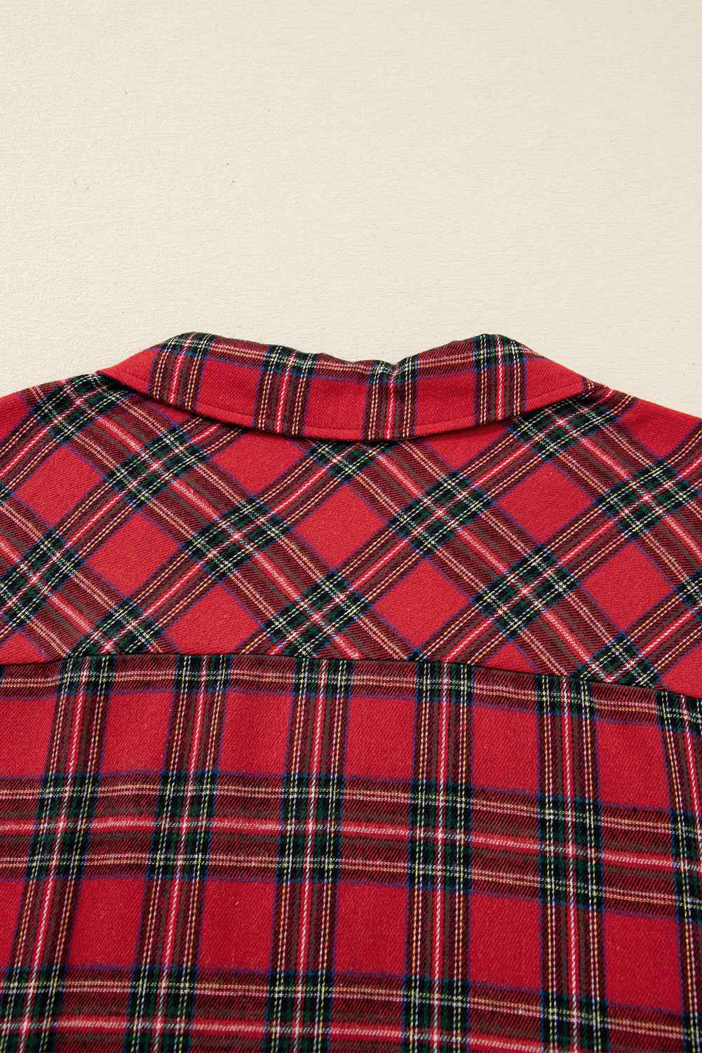 Red Plus Size Plaid Patchwork Long Sleeve Shirt and Shorts Pajama Set b3711a8c5afc261c