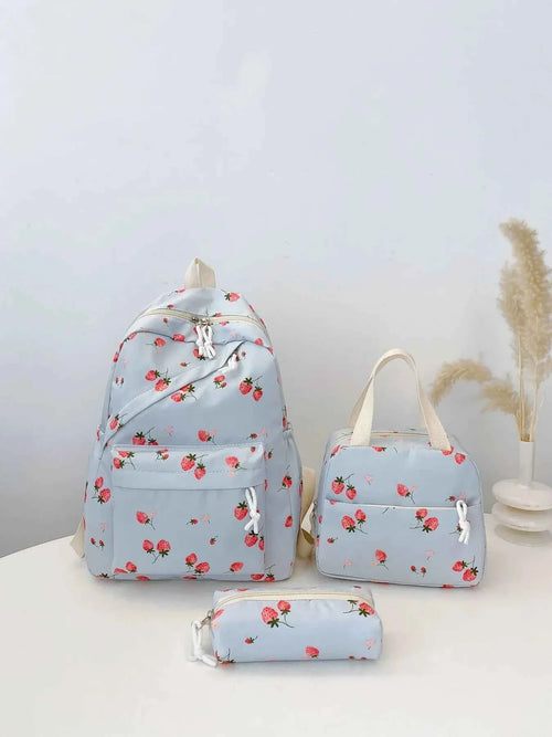 3-Piece Strawberry Print Canvas Bag Set Blue onesize b382bd52-1203-4687-a047-3e6f8cb4b52f-Max-Origin