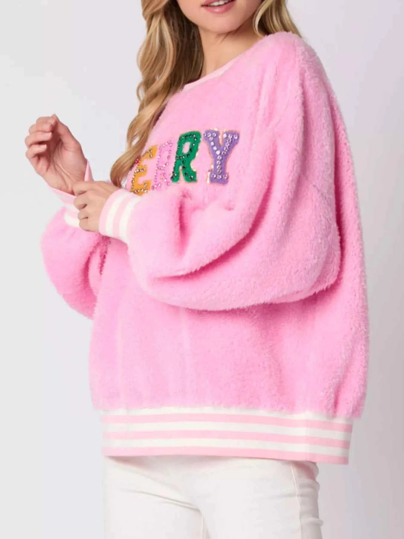Rhinestone Merry Christmas Round Neck Sweatshirt b3951fa0-8241-4e1d-96b1-3992002941cc-Max-Origin