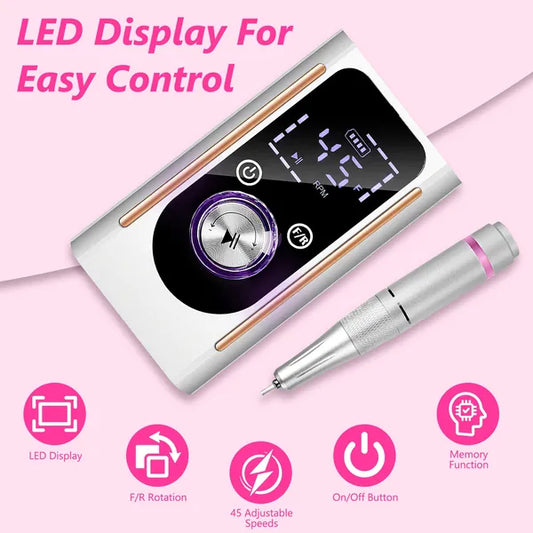 Portable Electric Nail Drill Bit 45000 RPM With 11 Bits Base Waist Clip Cordless Rechargeable Nail File Machine For Professional Salon Home Acrylic Nails Remove Nail Gel ish Manicure b3a04a3c-0e71-4a50-ad63-18e85a9339a4