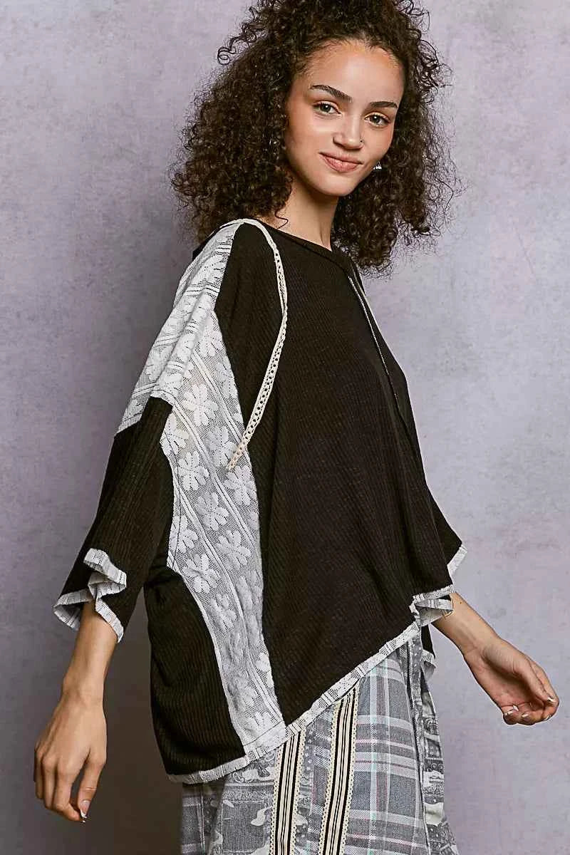 POL Short Sleeve Hoodie Top with Lace Detail b3a0a14e-2018-425b-a1ba-26b235f3e601-Max-Origin
