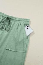 Canton Cuffed Short Sleeve Tee Raw Seam Patch Pocket Drawstring Pants Set b3a7d0b78407521b