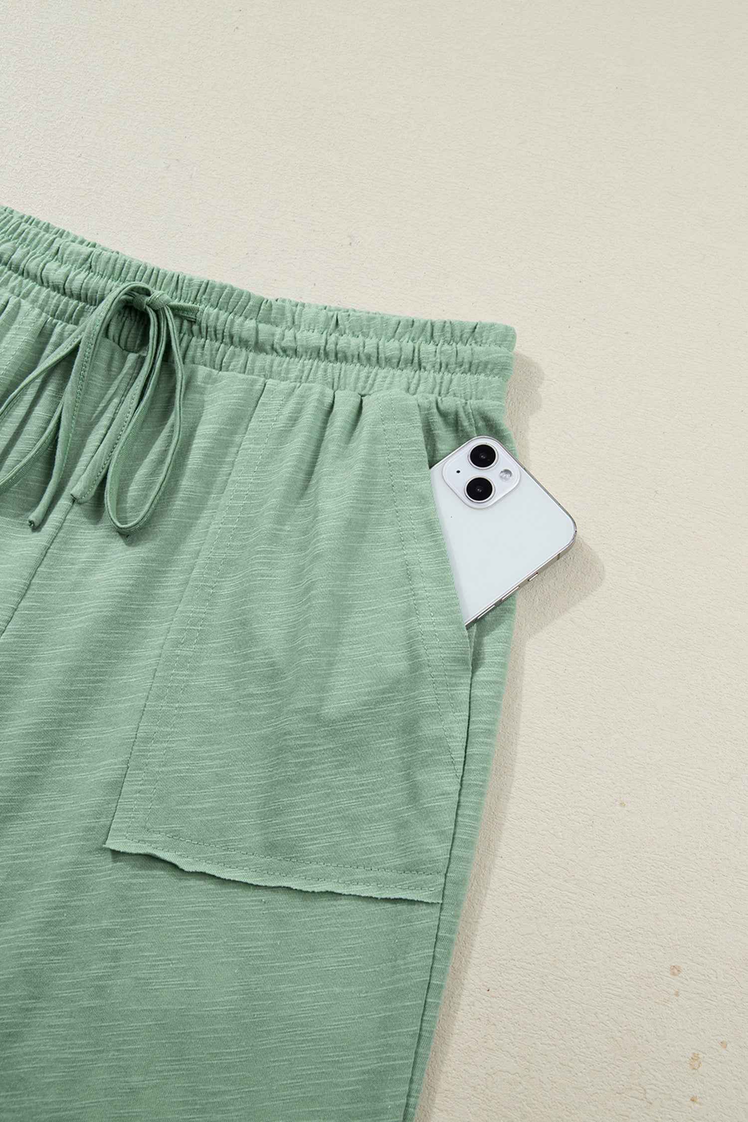 Canton Cuffed Short Sleeve Tee Raw Seam Patch Pocket Drawstring Pants Set b3a7d0b78407521b