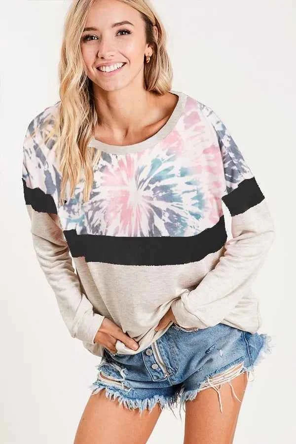 Mix And Match Color French Terry Wide Neck Top TIE DYE b3aea6f0b0d04fbba5af30419d901935-Max-Origin
