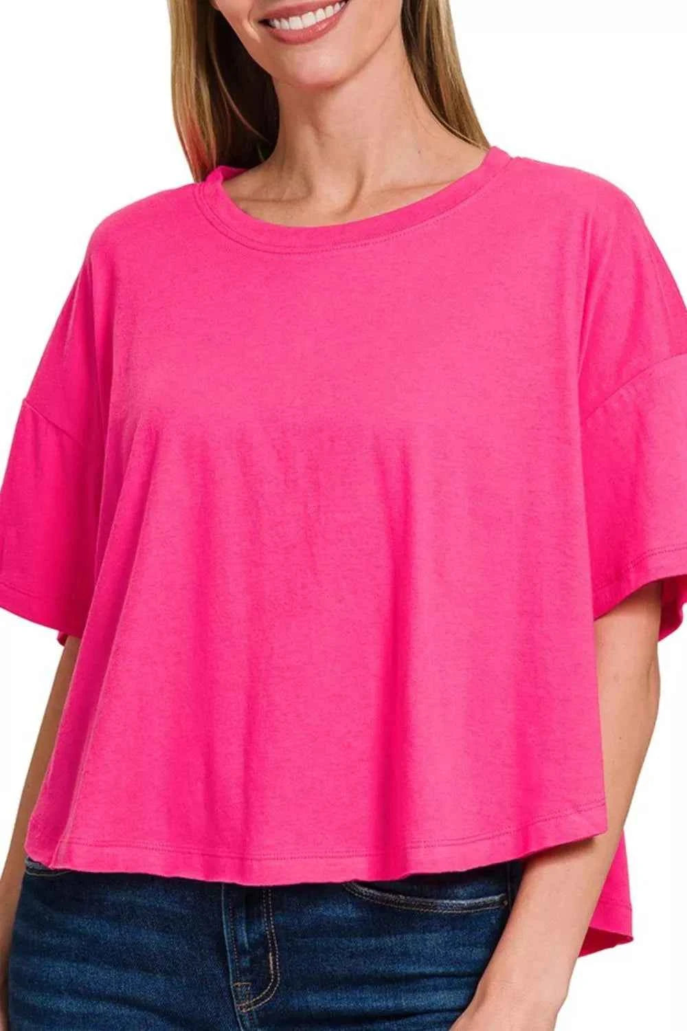 Zenana Cotton Round Neck Short Sleeve T-Shirt b3c04281-6c81-49d4-8bfc-ede0eba50bed-Max-Origin