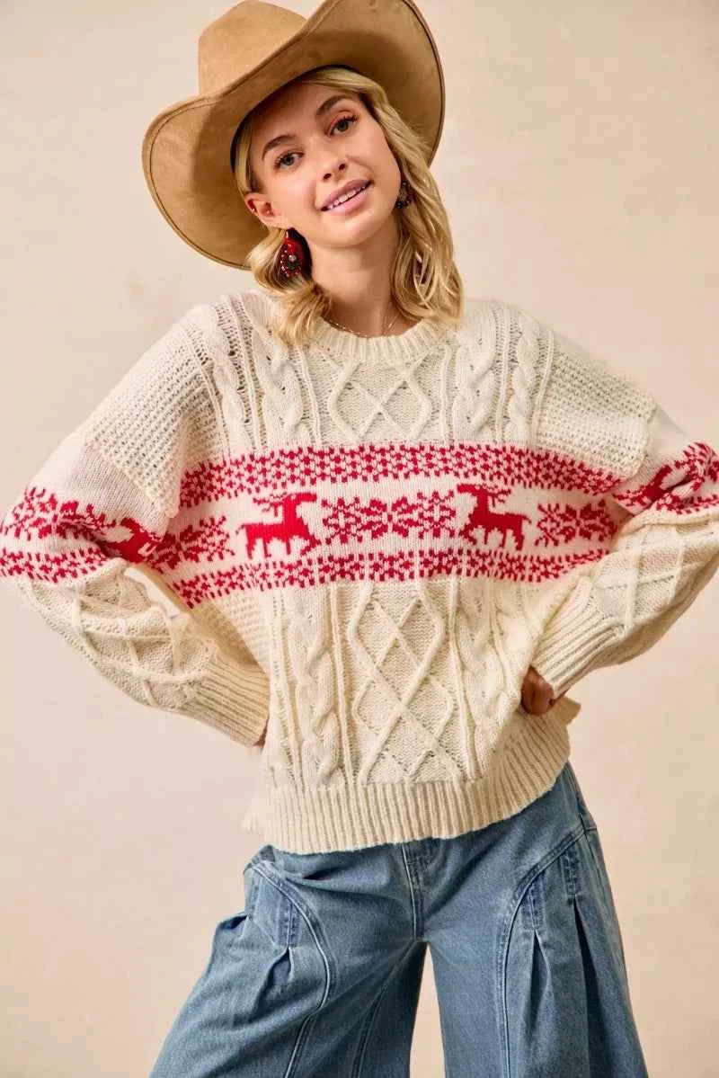BiBi Christmas Theme Patterned Cable Knit Sweater b3c19b90c1cd447cbefe8a32ddb4c9f5-Max-Origin