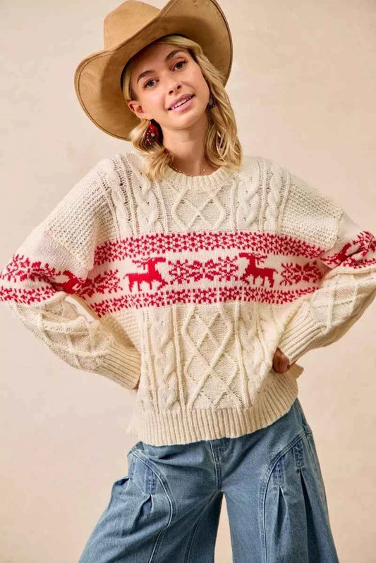 BiBi Christmas Theme Patterned Cable Knit Sweater b3c19b90c1cd447cbefe8a32ddb4c9f5-Max-Origin