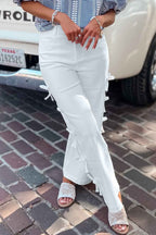 White Bowknot Side Detail Straight Leg Loose Jeans b3c70b15f236f967