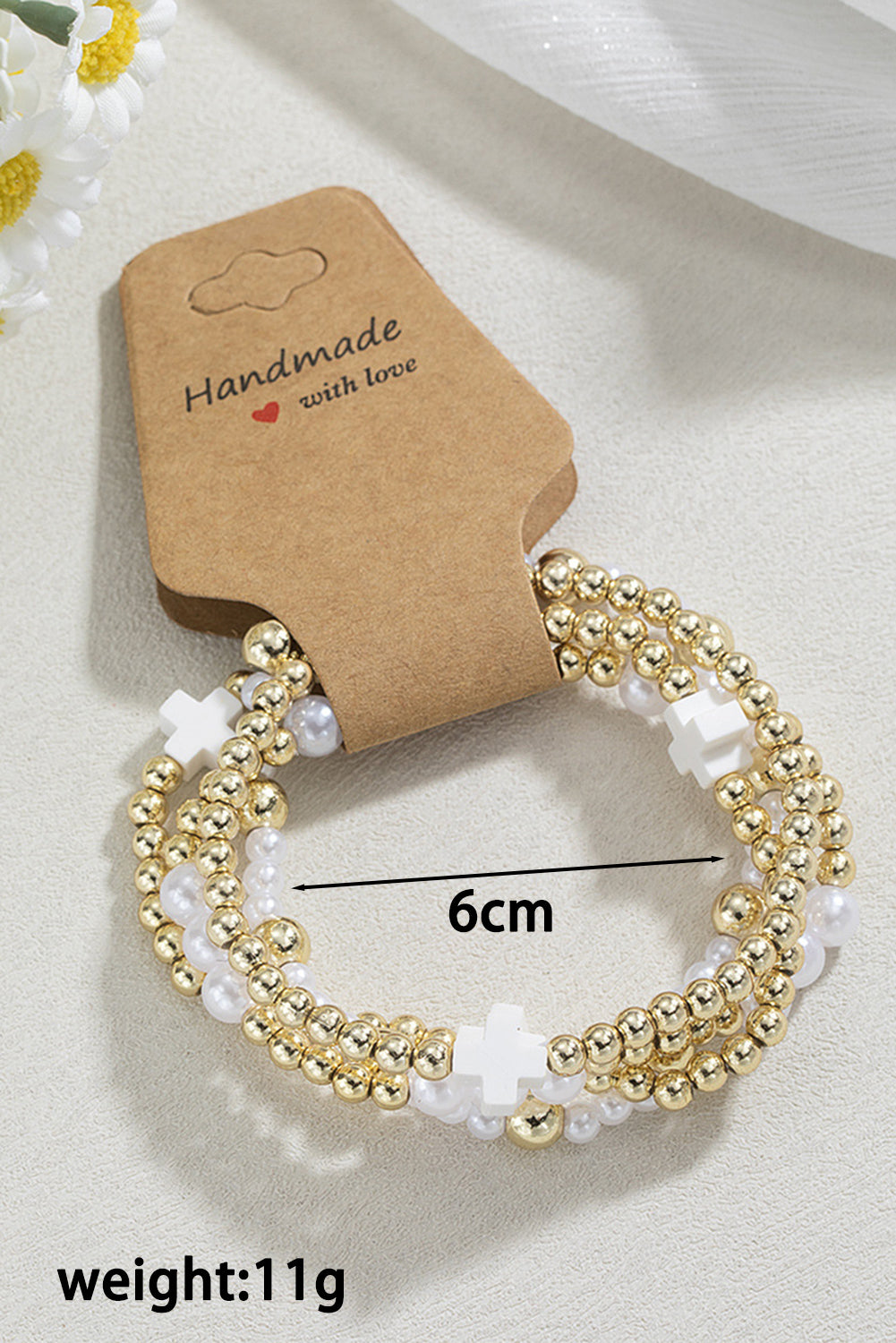 White Cross Beaded Bracelet Set b3c736124857766b