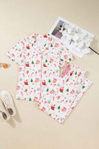 Pink Christmas Spirit Cute Holiday Print Short Sleeve Shirt and Pants Pajama Set b3c7aa92fd50187a