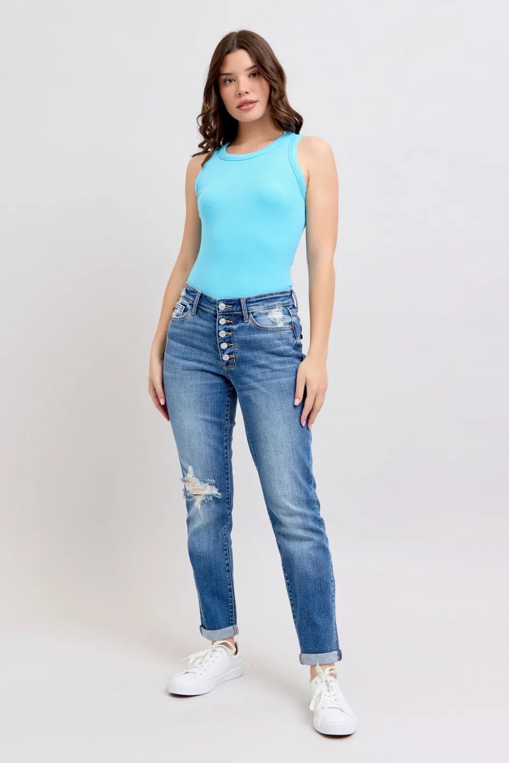 Judy Blue Full Size Button Fly Distressed Jeans with Pockets Plus Size b3d8e574-77a7-4751-8753-cc14a2190af4-Max