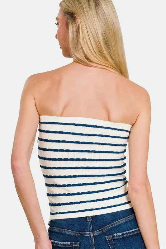 Twisted Sweetheart Neck Striped Tube Top b3dd8bcf-b15a-4ff5-b210-11991f6a808d-Max