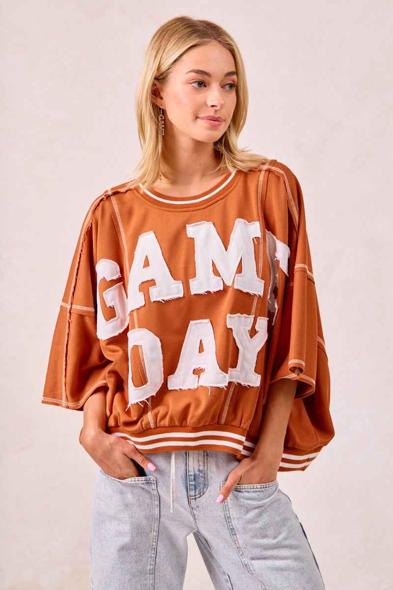 BiBi Gameday Patchwork Stitch Detail French Terry Top b3e9739a64054b7d8aaf86f1af10d45b-Max