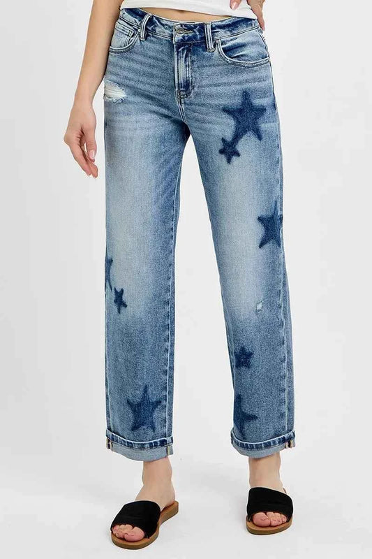 Full Size Mid Rise Boyfriend Star Shadow Detail Cuffed Jeans Plus Size b3ef2290228b48058ba6cf1ffb57c392-Max-Origin