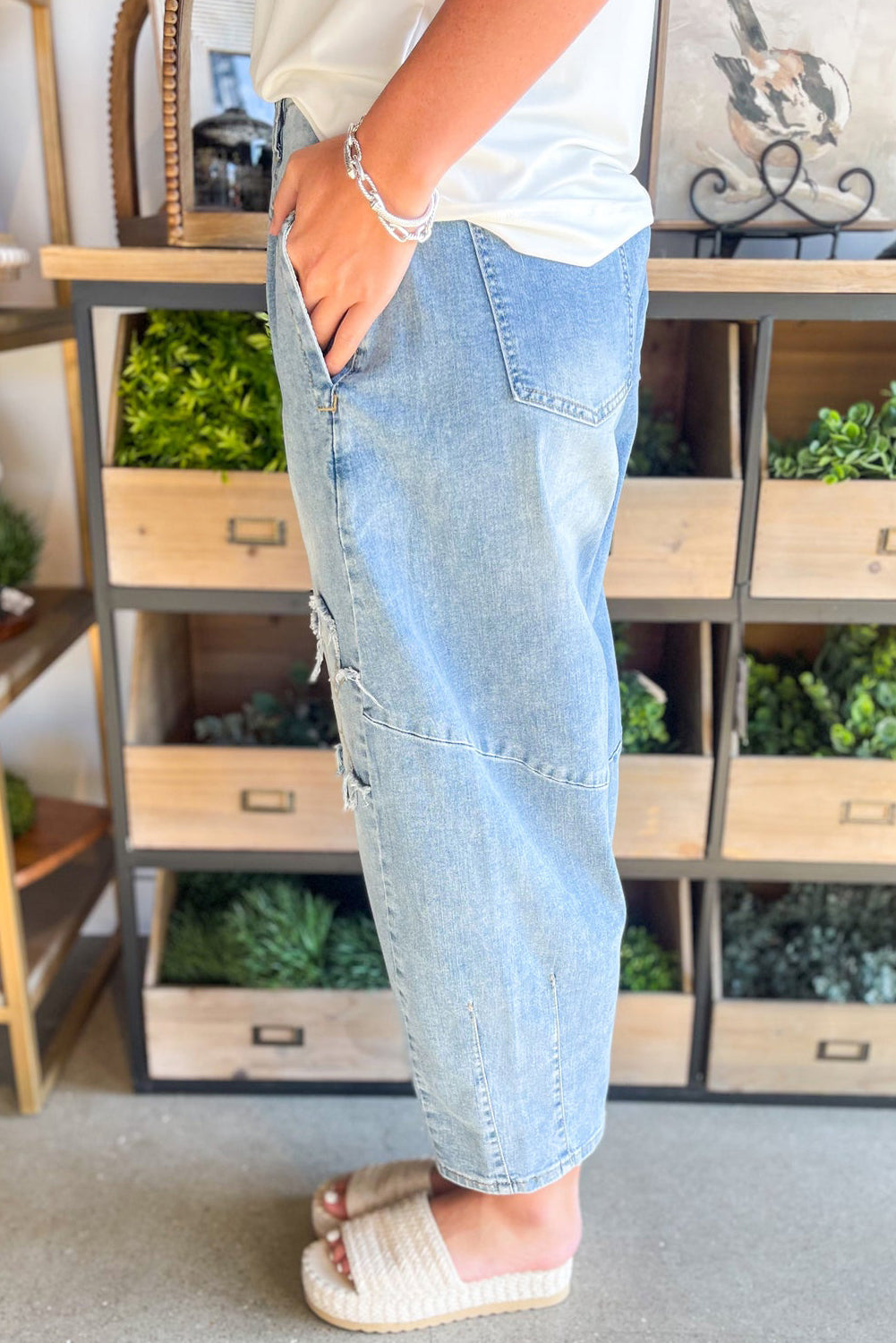 Beau Blue Light Wash Floral Pocketed High Waist Jeans b3efb18b05e48c7b