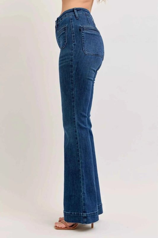 High-Waisted Flare Jeans with Front Pockets b440982a-8063-44f0-9e43-3235c8a737b5-Max-Origin