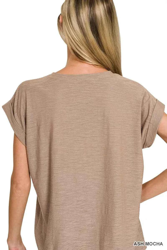 Slub Cuffed Sleeve Tee b446ac7117b44f379ac4ea16766529eb-Max-Origin