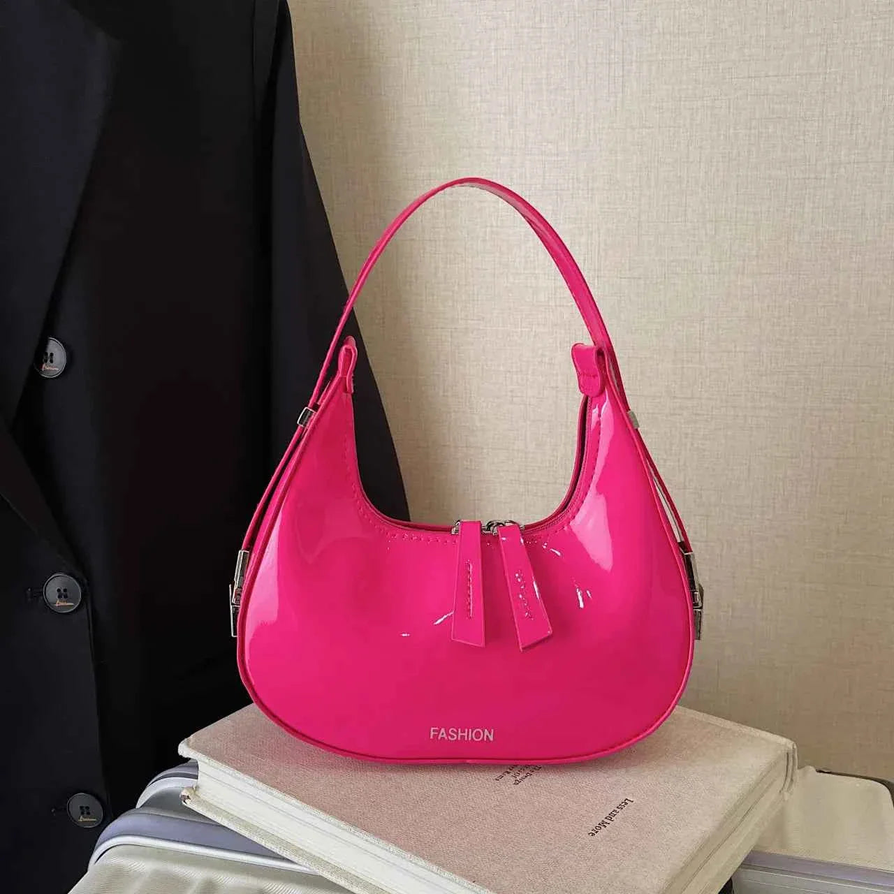 Leather Crescent Shoulder Bag Rose Gold onesize b44b4c8e119b48e19cdef6d262e3b279-Max-Origin