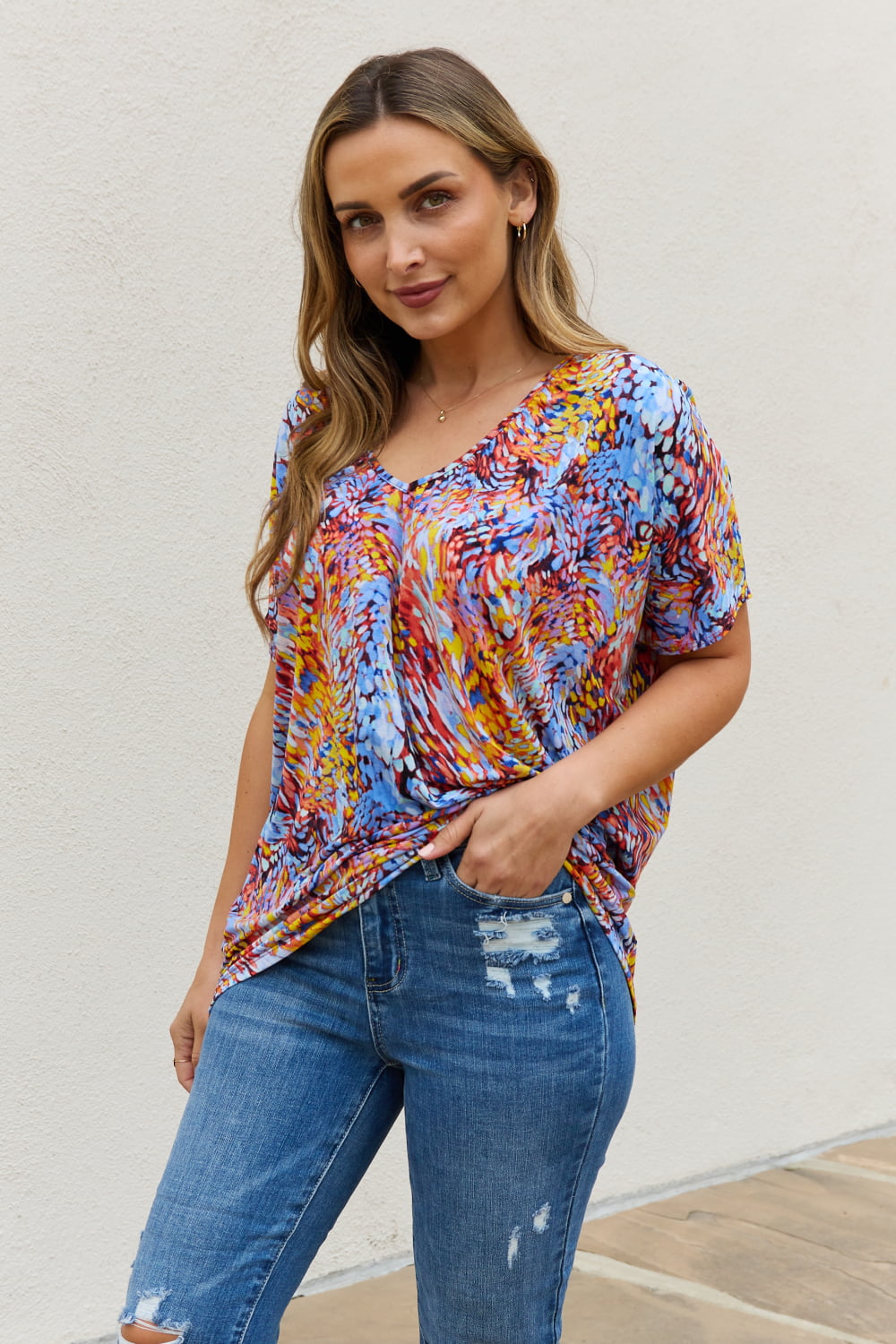 Be Stage Full Size Printed Dolman Flowy Top b44cae1485f14bc49b8a78c4558fe31f-Max