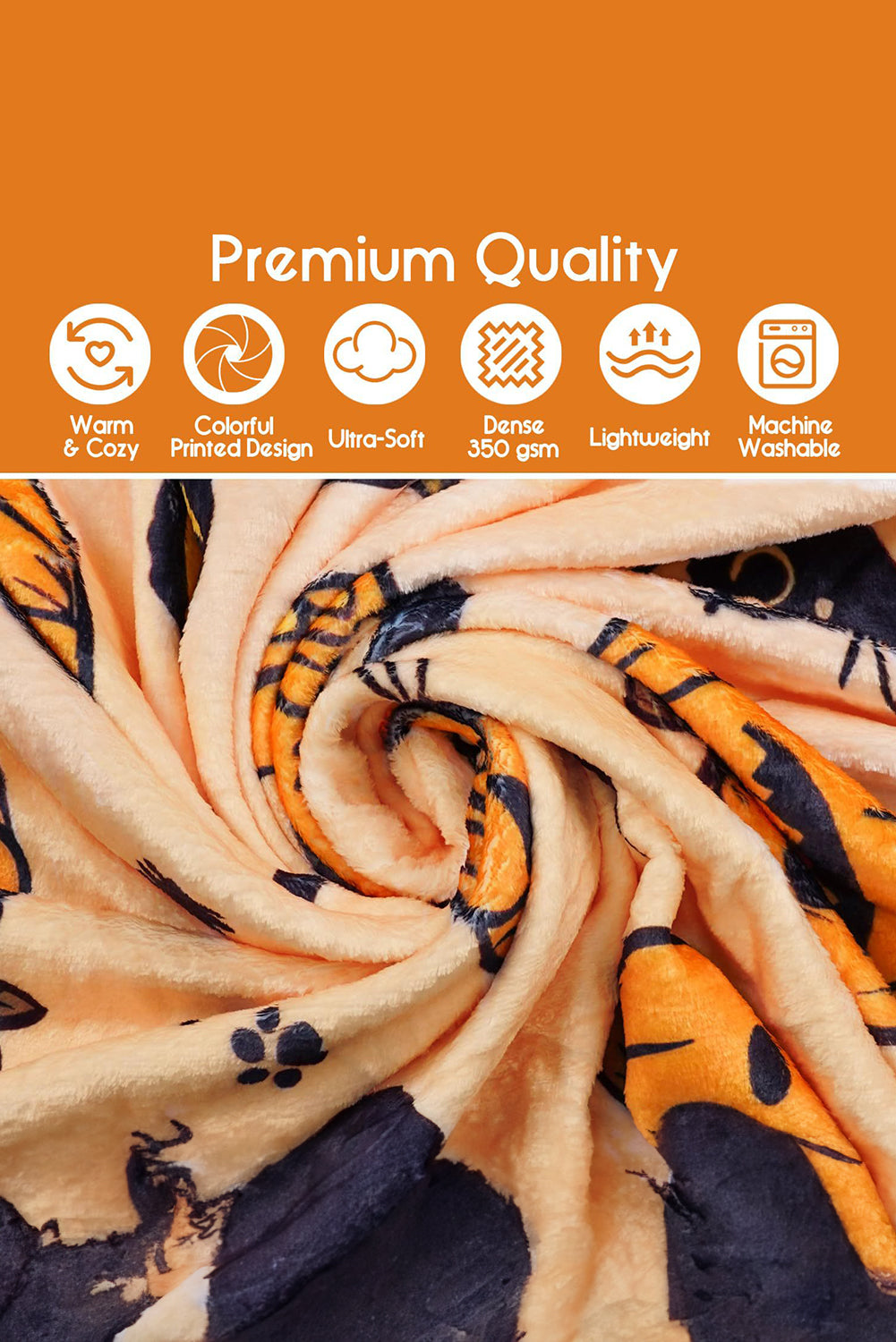 Russet Orange Halloween Pumpkin Print Fleece Blanket b451eceee0eb931c