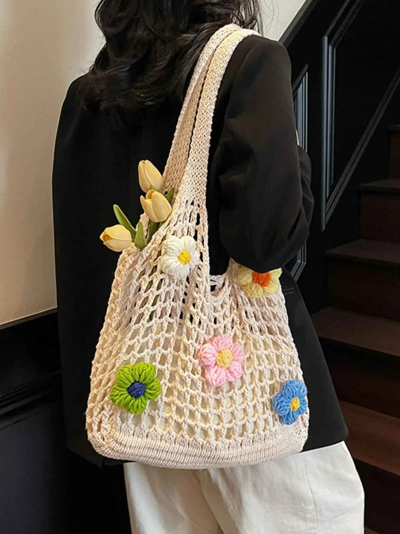 Colorful Floral Crochet Shoulder Bag Rice white flower onesize b45f960a-cbf3-42fc-acc9-4c6278d70532-Max-Origin