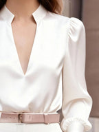 Notched Long Sleeve Blouse b460b17f-60c4-451a-88ce-5b6850ea2d5d-Max