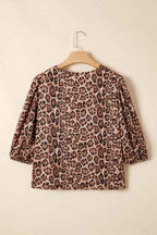 Leopard Bow-Tie Puff Sleeve Blouse b461541b-dc70-4d03-9bf7-28aa7d2f8d80