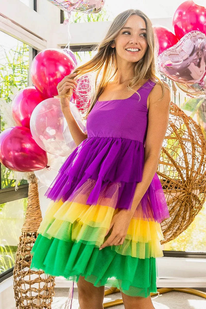 BiBi Mardi Gras Color Block Layered Mesh Tiered Dress b461e744a47846d2a5f76f2f09a251a0-Max-Origin