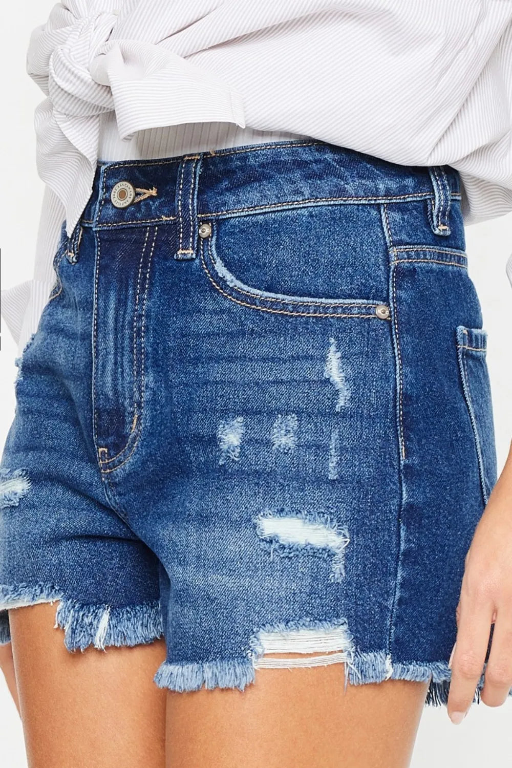 Kancan High Rise Frayed Hem Denim Shorts b46d9233-7be1-4935-9711-82afad084e4d-Max